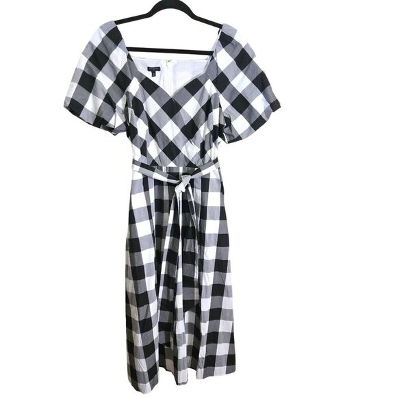Talbots Zinnia Gingham Fit & Flare Poplin Dress Sweetheart NecklineSize 10p - Picture 2 of 11